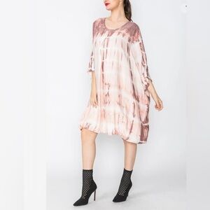 IC Collection Kaftan Dress Bubble Hem Dusty Pink Sz X-Large NEW WITH TAGS